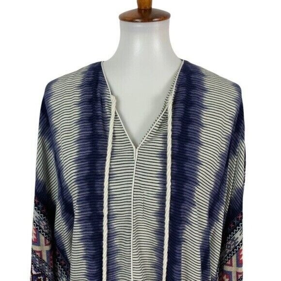 Boho Freeway M Tie Dye Fringe Kimono Cardigan Open Front Festival Cover Up - Picture 2 of 6